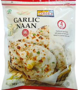 Ashoka Tandoori Naan Bread Garlic 4pcs 340g